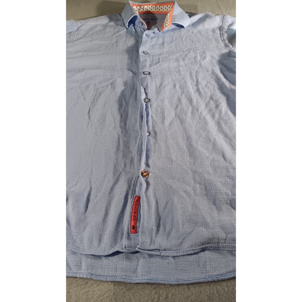 Visconti Black Men’s Shirt M Light Blue Textured Button Up Long Sleeve Casual - Picture 5 of 8